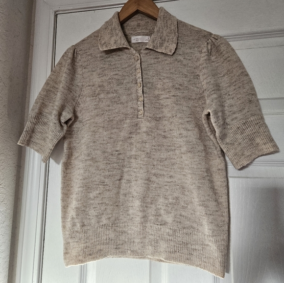 LC Lauren Conrad Sweaters - Lauren Conrad Women's Short Sleeve Cream Oatmeal Sweater Size Small